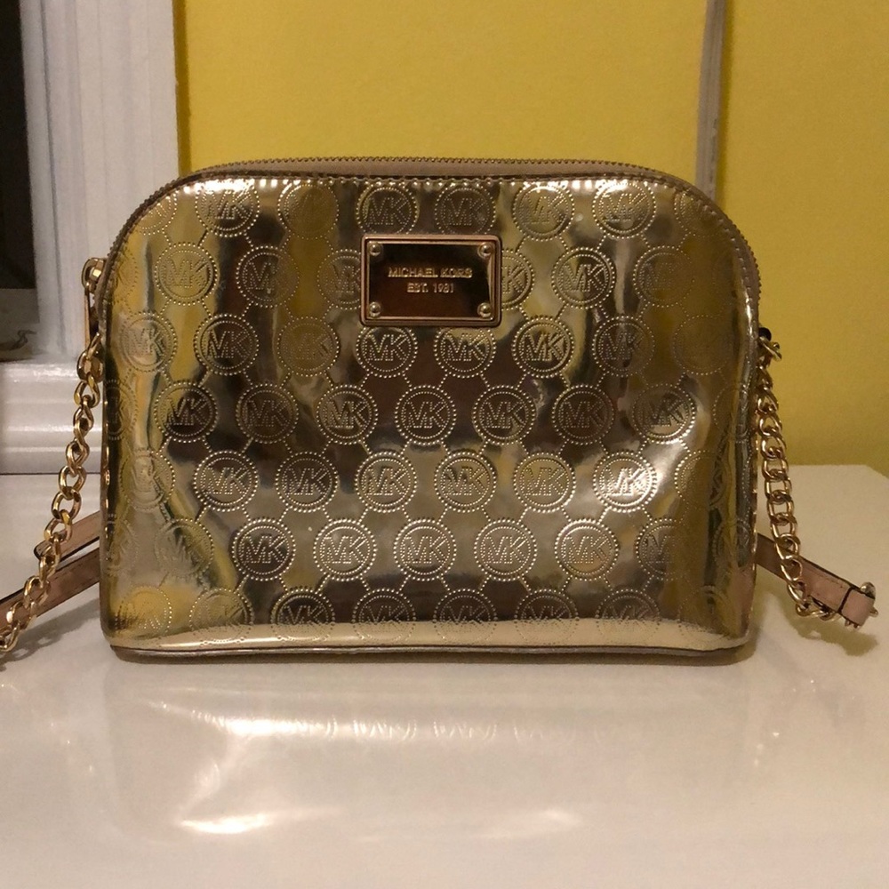 Michael Kors  Mirror Dome Gold Crossbody Bag